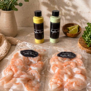 CAMARONES COCIDOS + SALSAS